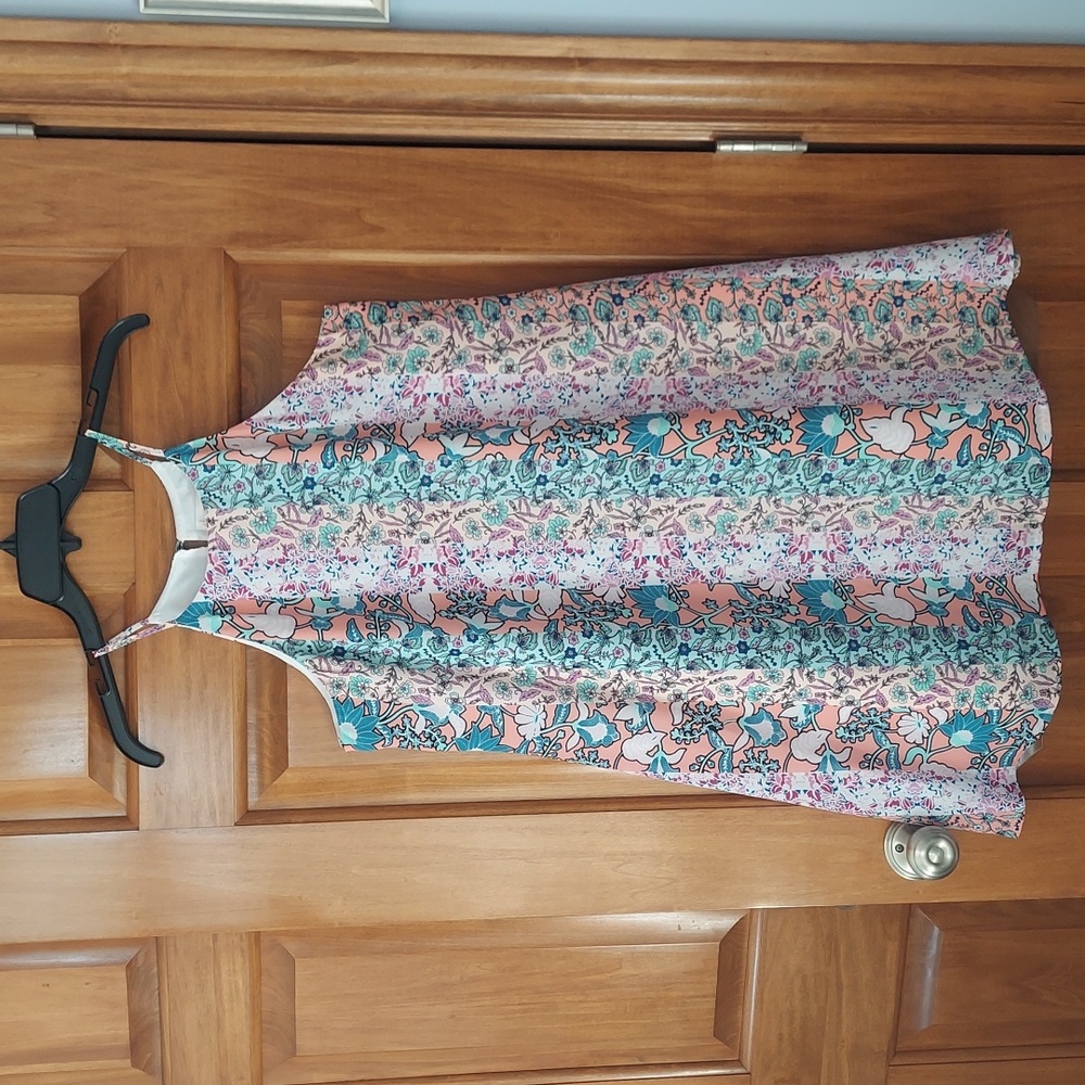 Decree Sleeveless Boho Halter Lined Summer Cottagecore Midi Dress, Size Large
